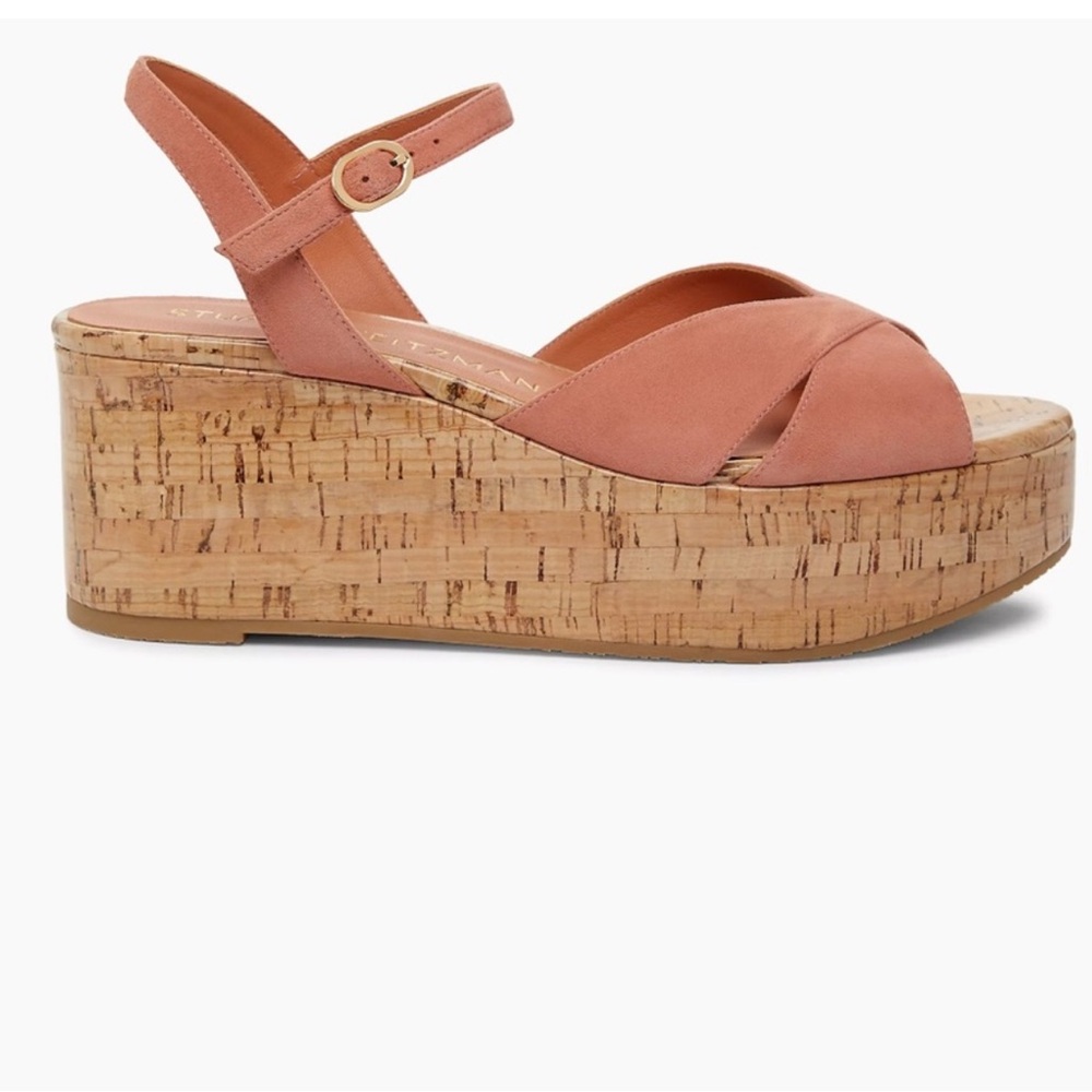 STUART‎ WEITZMAN Carmen Midi 65MM Suede Wedge Sandals size 9.5B